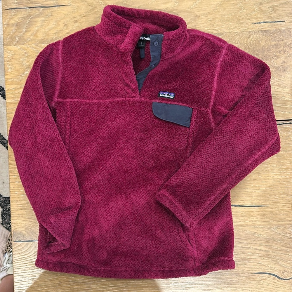 Patagonia youth Fleece Pullover Magenta Polartec size L 12